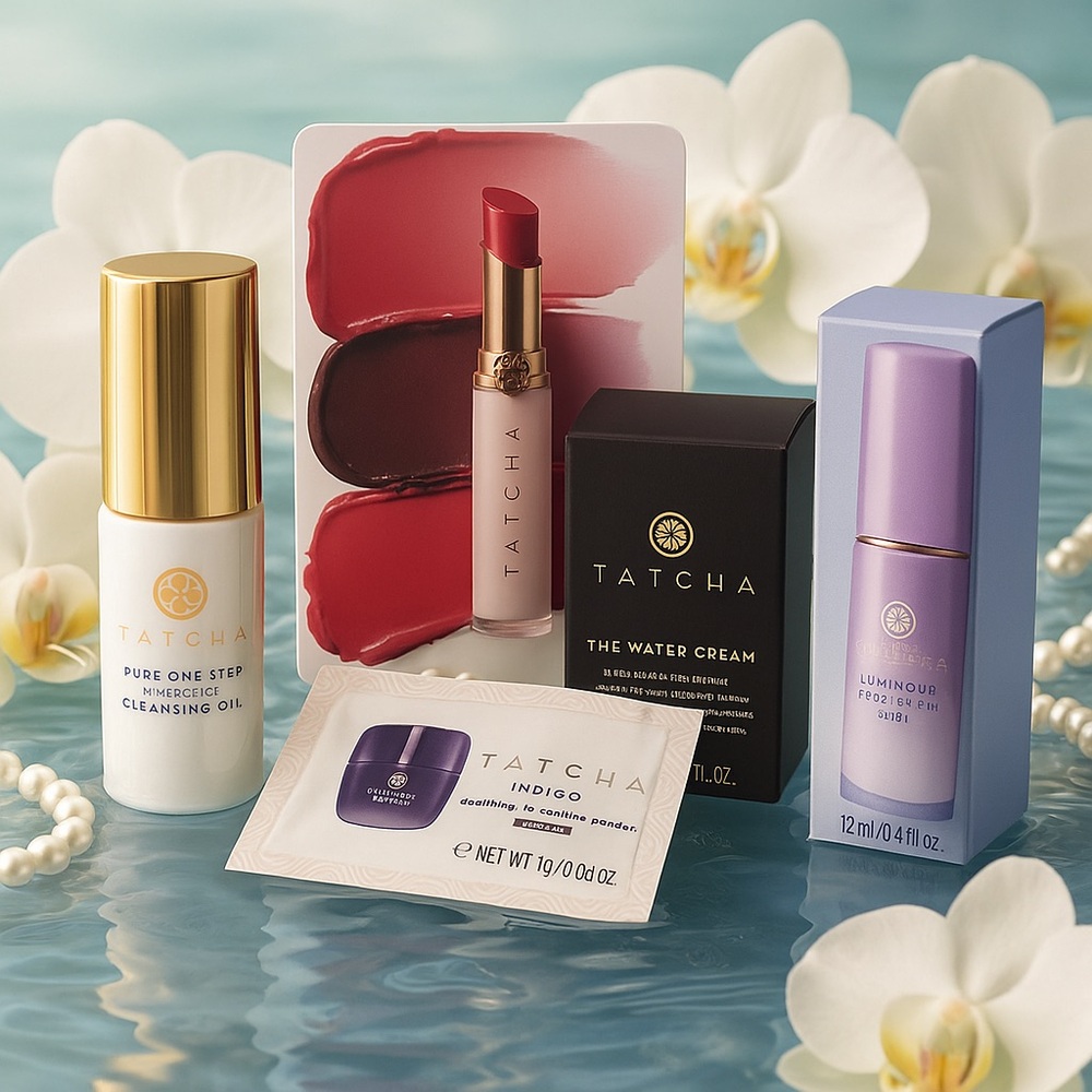 Tatcha Skincare 3-pc Set Cleansing Oil & Water Cream- Travel Size Plus Samples!